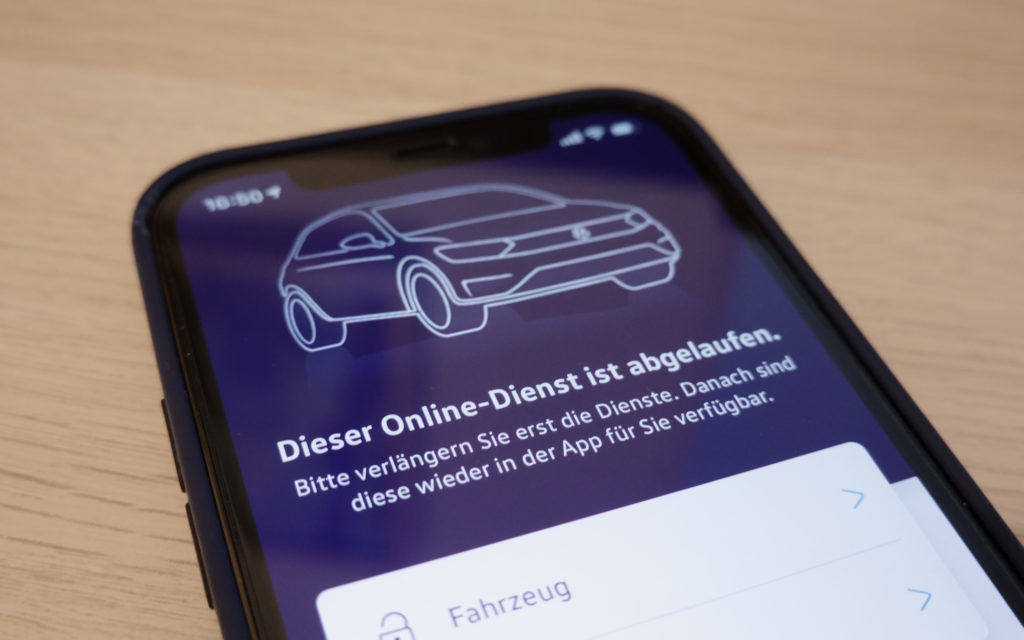 "We Connect"-App von VW ohne kostenpflichtiges Service-Abo nutzlos.